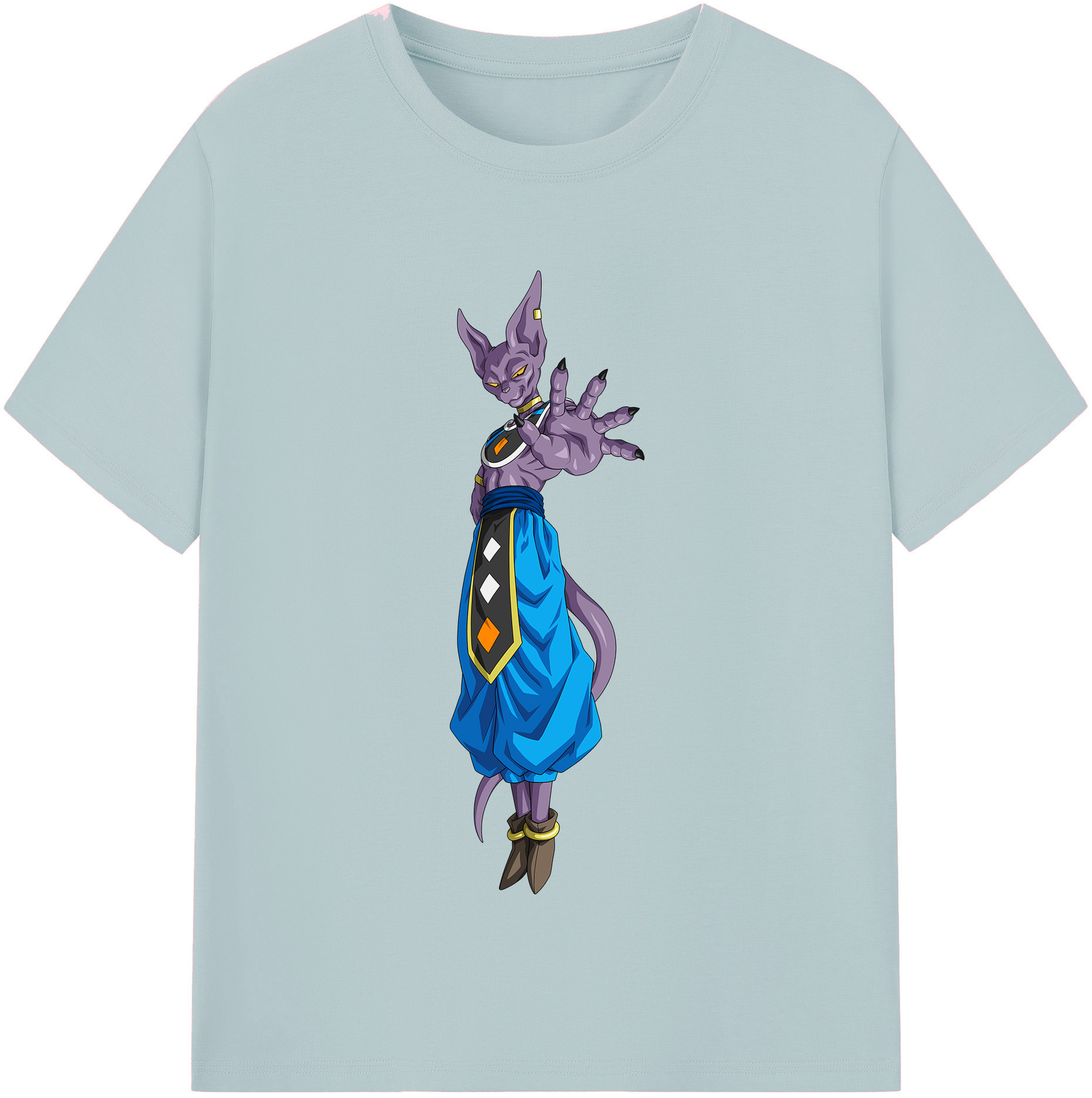 （画像用） ドラゴンボール ビルス 破壊神ビルス DRAGON BALL Beerus Birusu 綿100％半袖Tシャツ（フロントプリント）